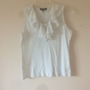 white ruffle blouse